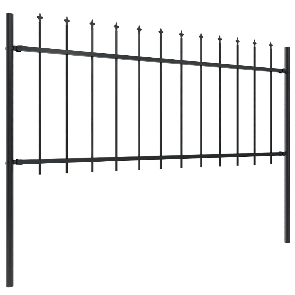 Vidaxl Garden Fence With Spears Top 1.7x0.8 m de acero negro