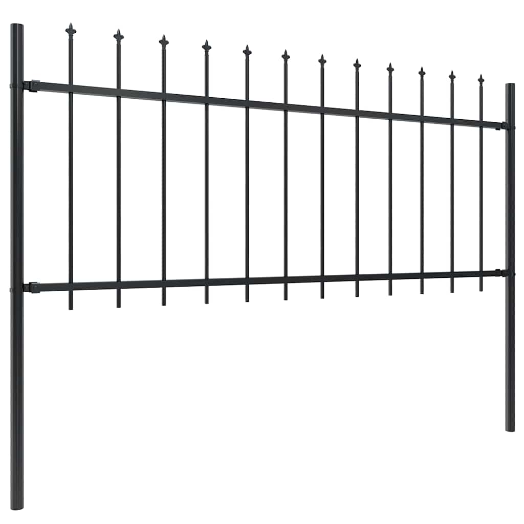 Vidaxl Garden Fence con lance Top 1,8 m in acciaio nero