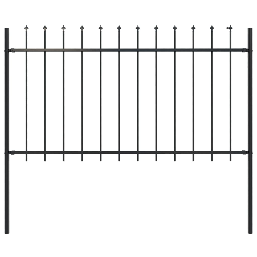 Vidaxl Garden Fence With Spears Top 1.7x1 M Steel Black