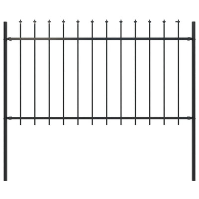 Vidaxl Garden Fence With Spears Top 1.7x1 M Steel Black