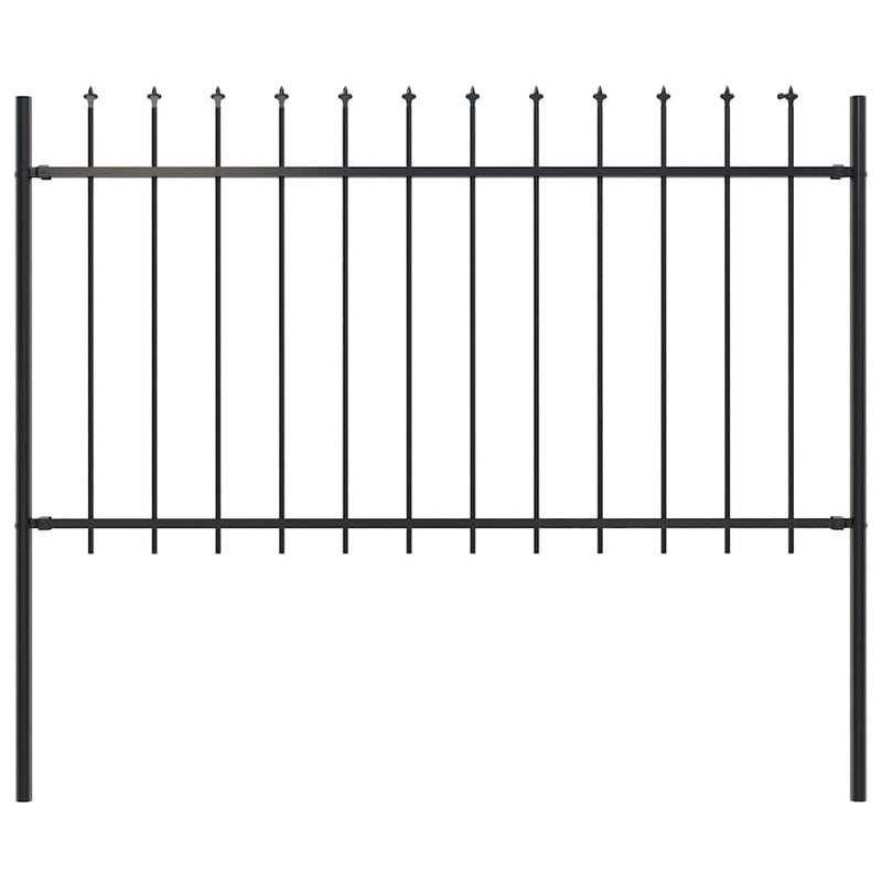 Vidaxl Garden Fence con lance Top 1,8 m in acciaio nero