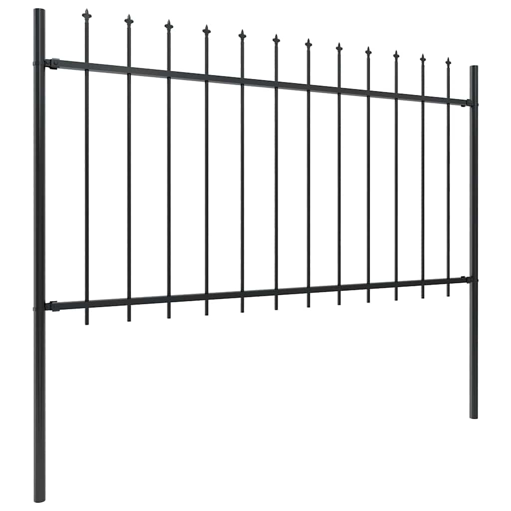 Vidaxl Garden Fence con lance Top 1,8 m in acciaio nero