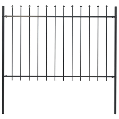 Vidaxl Garden Fence With Spears Top 1.7x1.2 m de acero negro