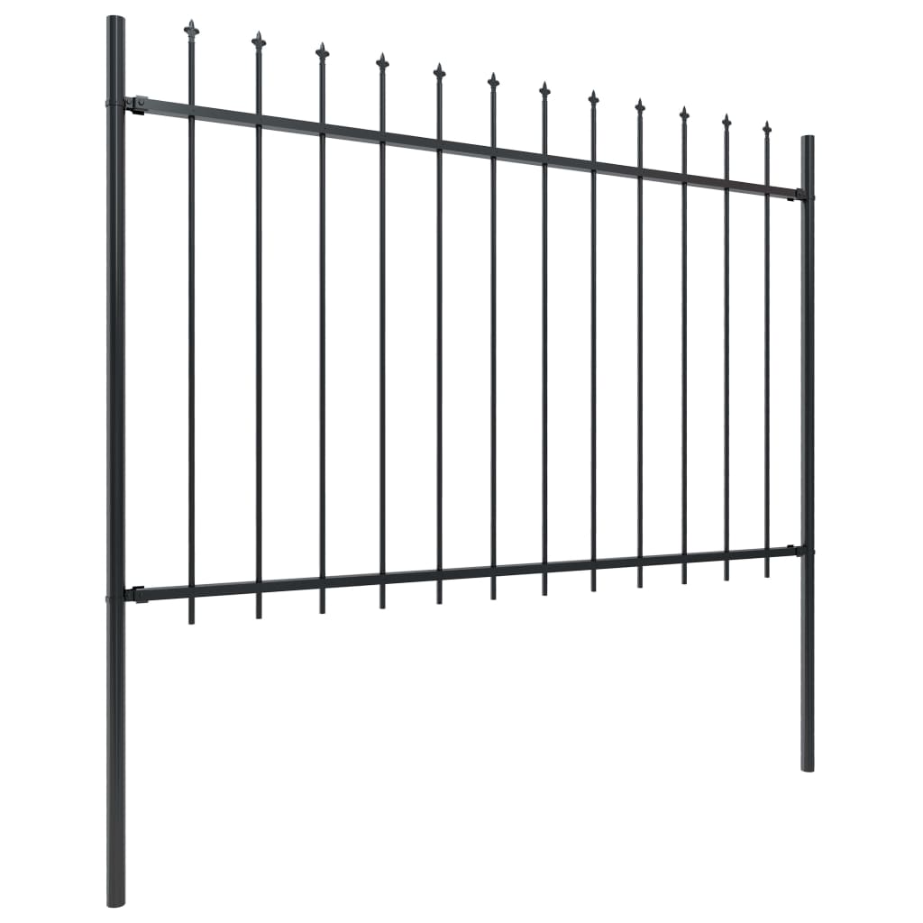 Vidaxl Garden Fence With Spears Top 1.7x1.2 m de acero negro