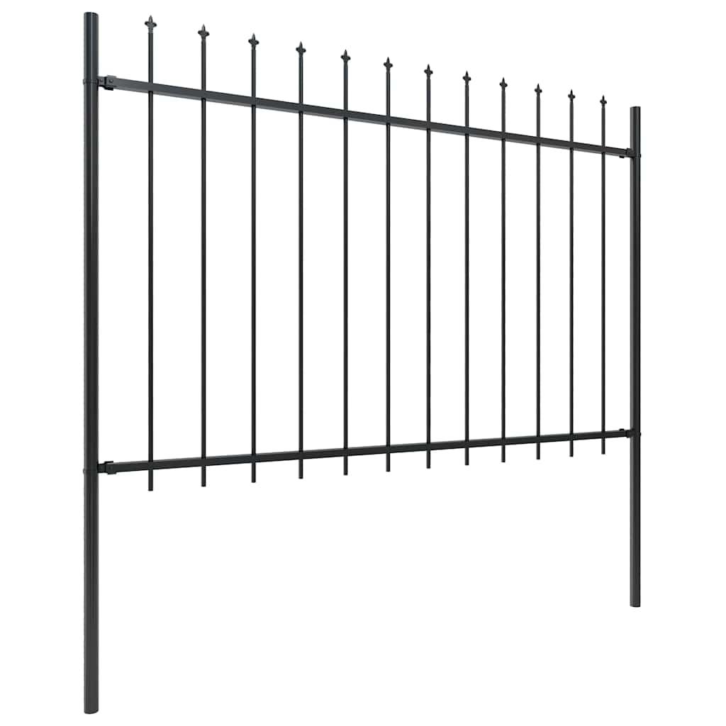 Vidaxl Garden Fence con lance Top 1,8 m in acciaio nero