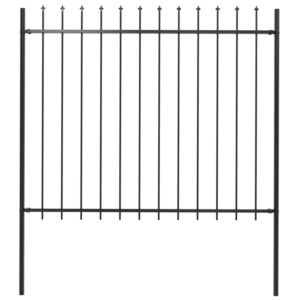 Vidaxl Garden Fence con lance Top 1,7x1,5 m in acciaio nero