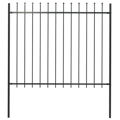 Vidaxl Garden Fence With Spears Top 1.7x1.5 m de acero negro