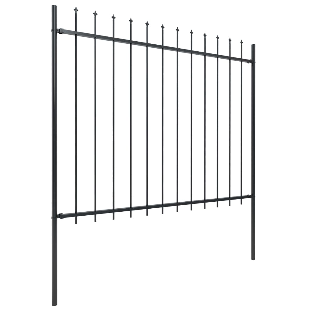 Vidaxl Garden Fence With Spears Top 1.7x1.5 m de acero negro