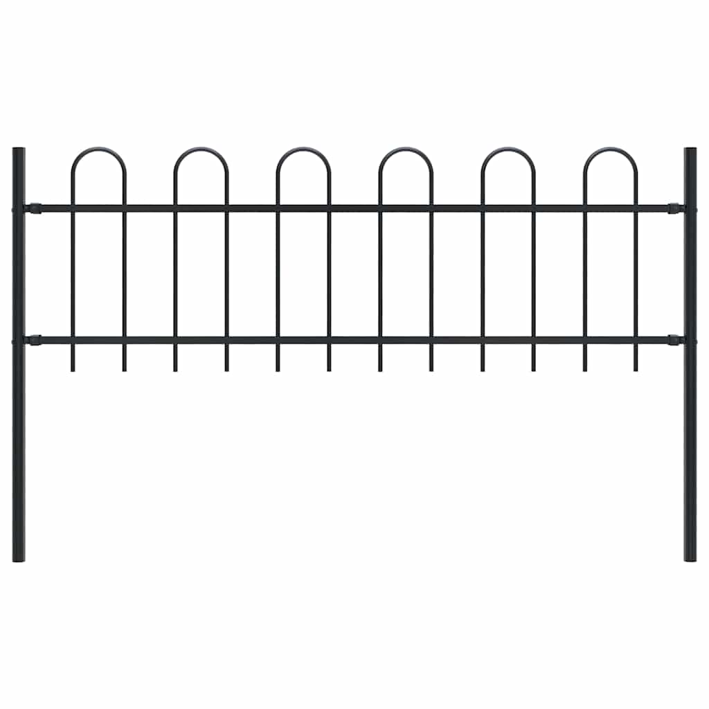 Valla de jardín Vidaxl con negro de acero de 1.8 m de 1,8 m redondo