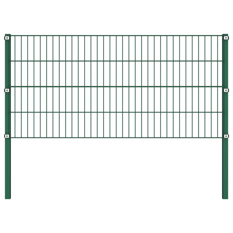 Panel de cerca de Vidaxl con postes 1.7x0.8 m de hierro verde
