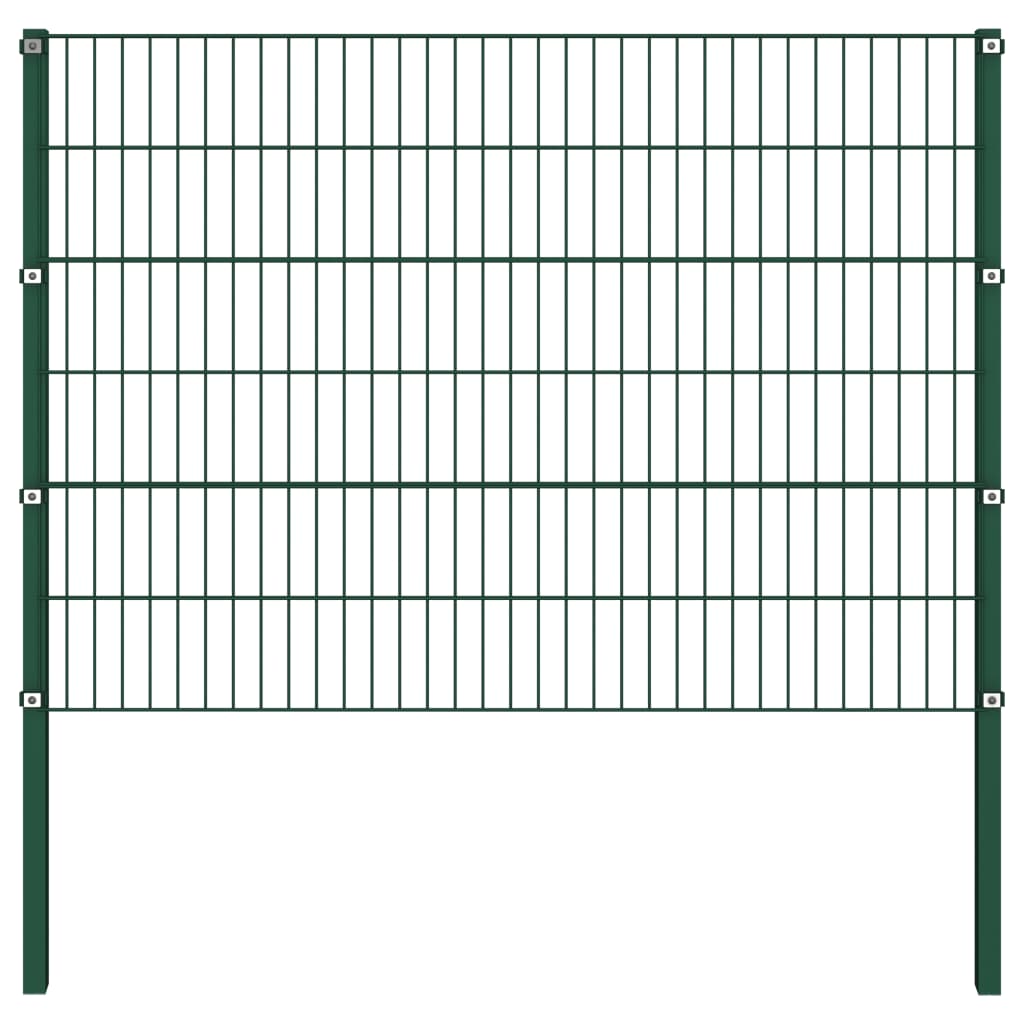Pannello di recinzione Vidaxl con pali 1.7x1.2 m Green di ferro