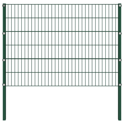 Panel de cerca de Vidaxl con postes 1.7x1.2 m de hierro verde