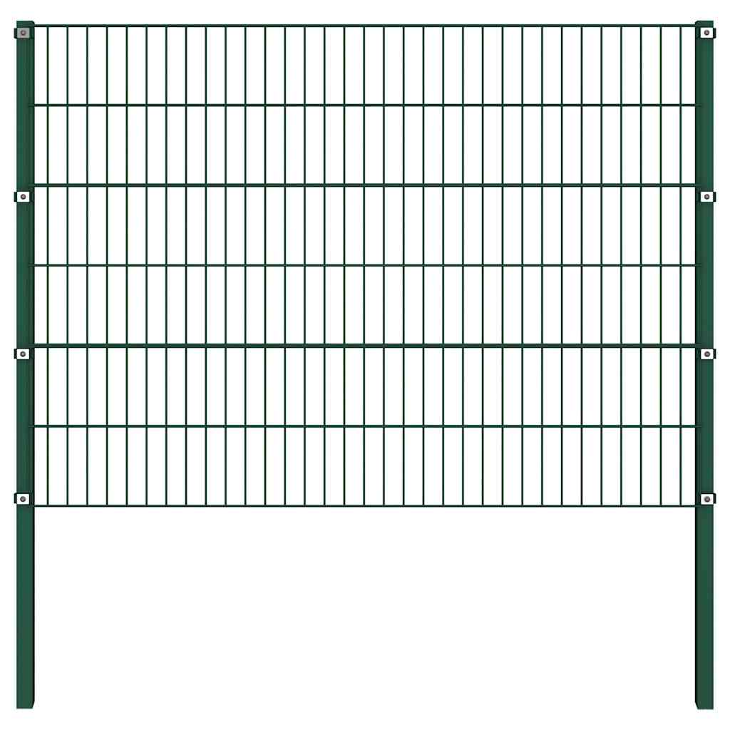 Panel de cerca de Vidaxl con postes 1.7x1.2 m de hierro verde
