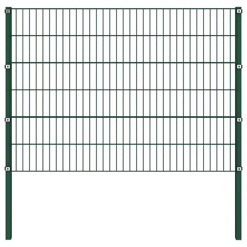 Pannello di recinzione Vidaxl con pali 1.7x1.2 m Green di ferro