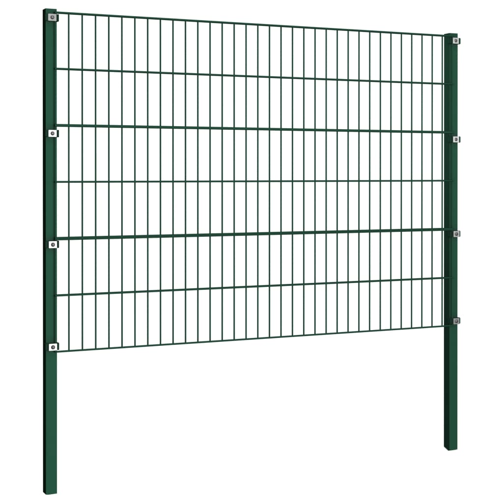 Pannello di recinzione Vidaxl con pali 1.7x1.2 m Green di ferro