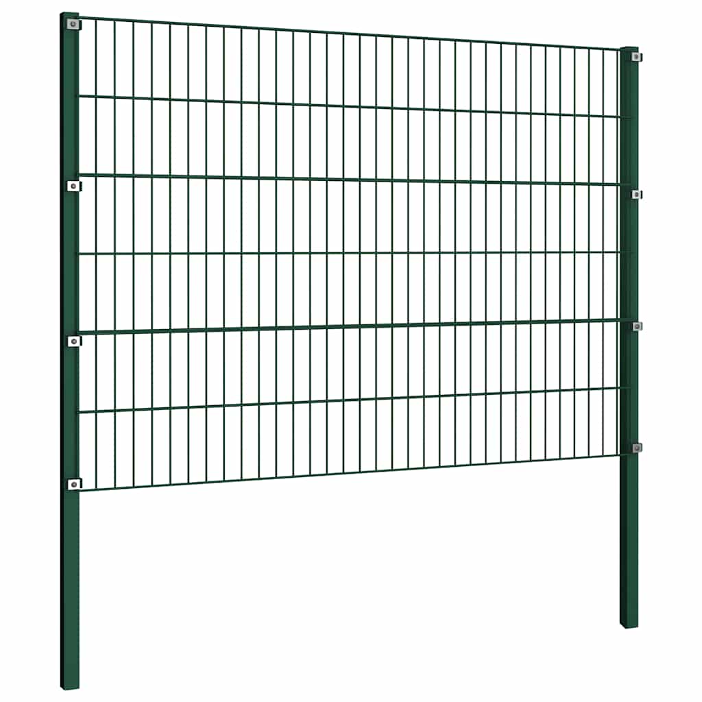 Panel de cerca de Vidaxl con postes 1.7x1.2 m de hierro verde