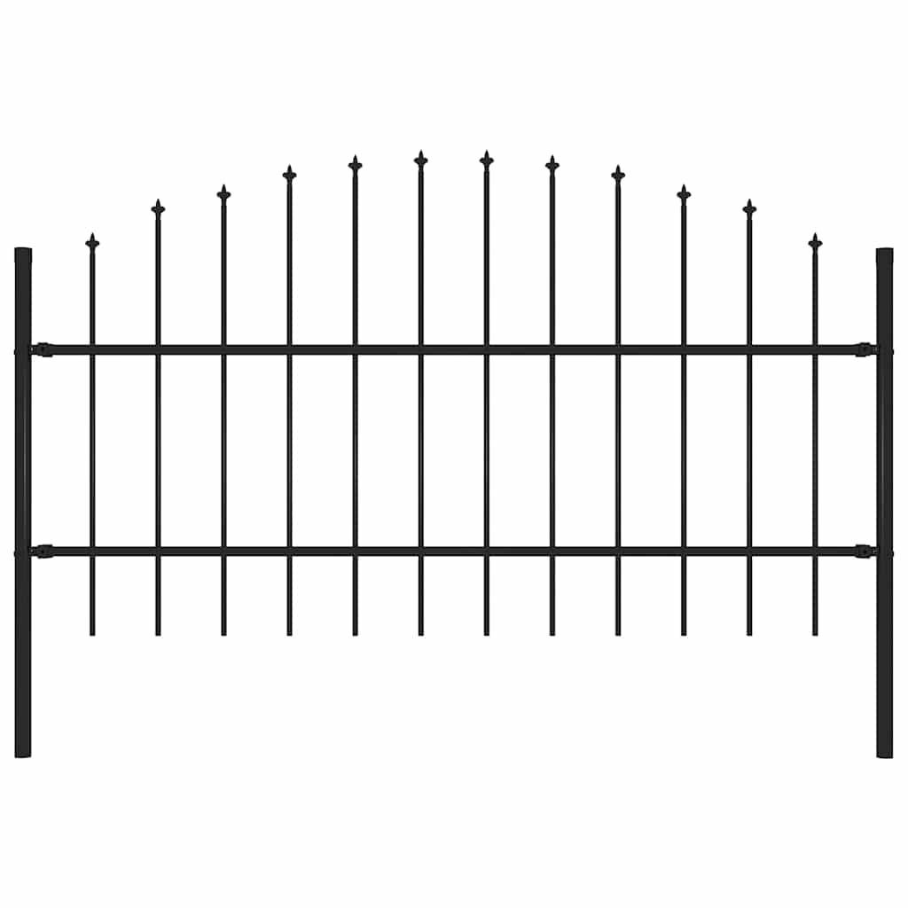 Vidaxl Garden Fence con Spears Top (0,75-1) x1,7 m in acciaio nero