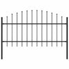 Vidaxl Garden Fence con Spears Top (1-1,25) x1,7 m in acciaio nero