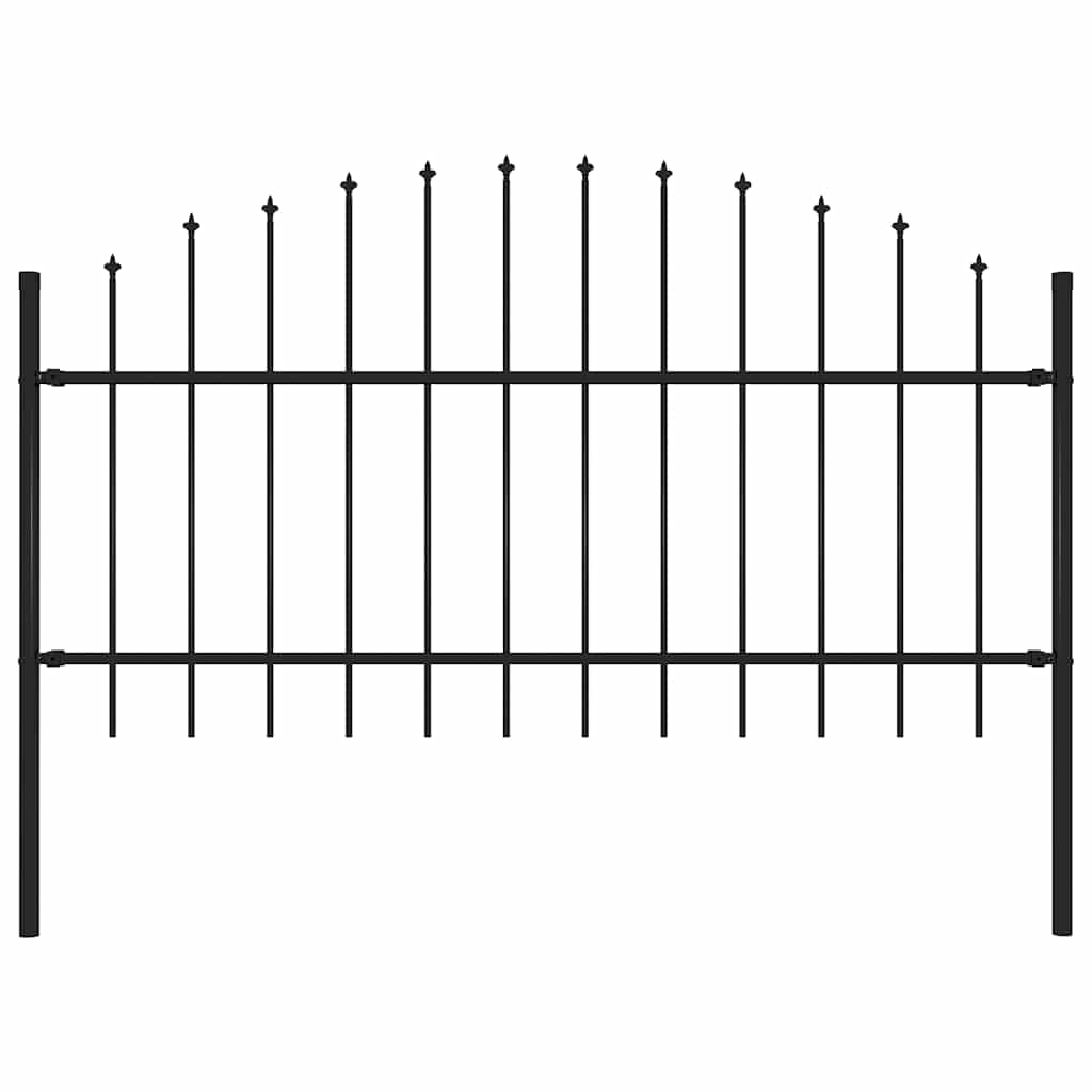 Vidaxl Garden Fence con Spears Top (1-1,25) x1,7 m in acciaio nero