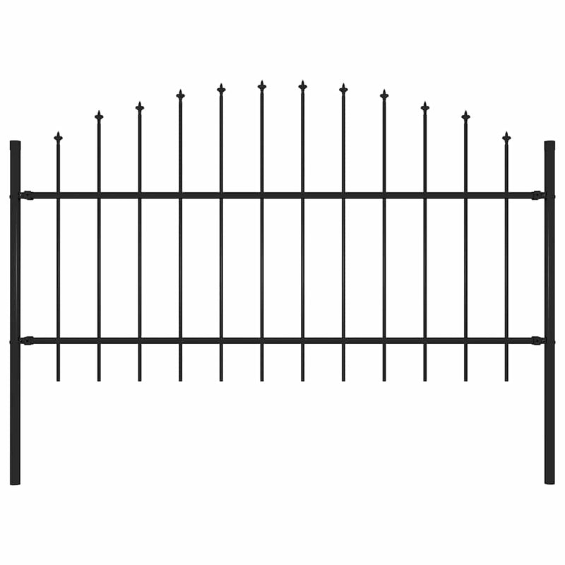 Vidaxl Garden Fence con Spears Top (1-1,25) x1,7 m in acciaio nero