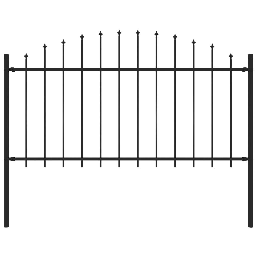 Vidaxl Garden Fence con Spears Top (1.25-1.5) x1,7 m in acciaio nero