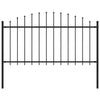 Vidaxl Garden Fence With Spears Top (1.25-1.5) x1.7 m de acero negro