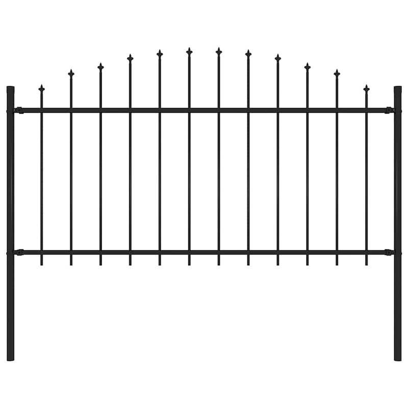 Vidaxl Garden Fence With Spears Top (1.25-1.5) x1.7 m de acero negro