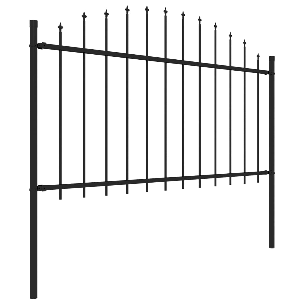 Vidaxl Garden Fence con Spears Top (1.25-1.5) x1,7 m in acciaio nero