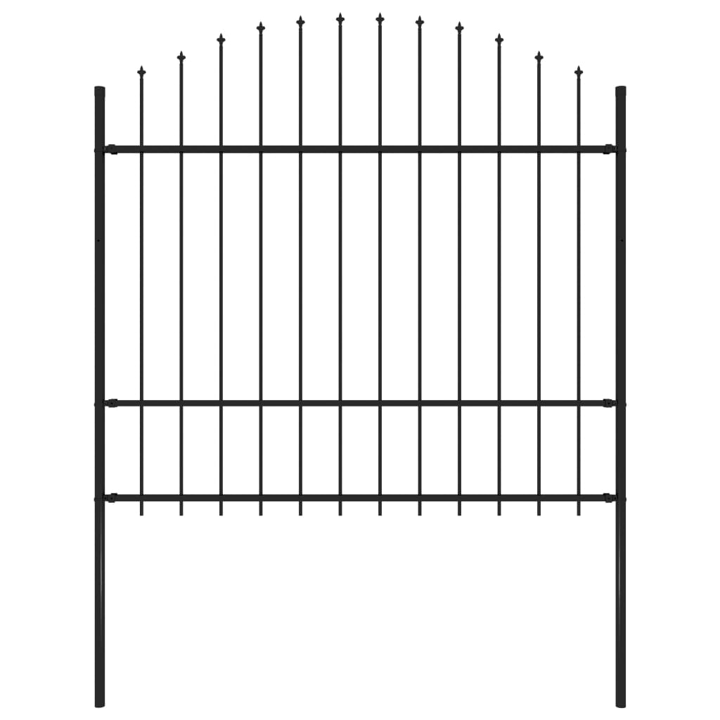 Vidaxl Garden Fence With Spears Top (1.5-1.75) X1.7 m de acero negro