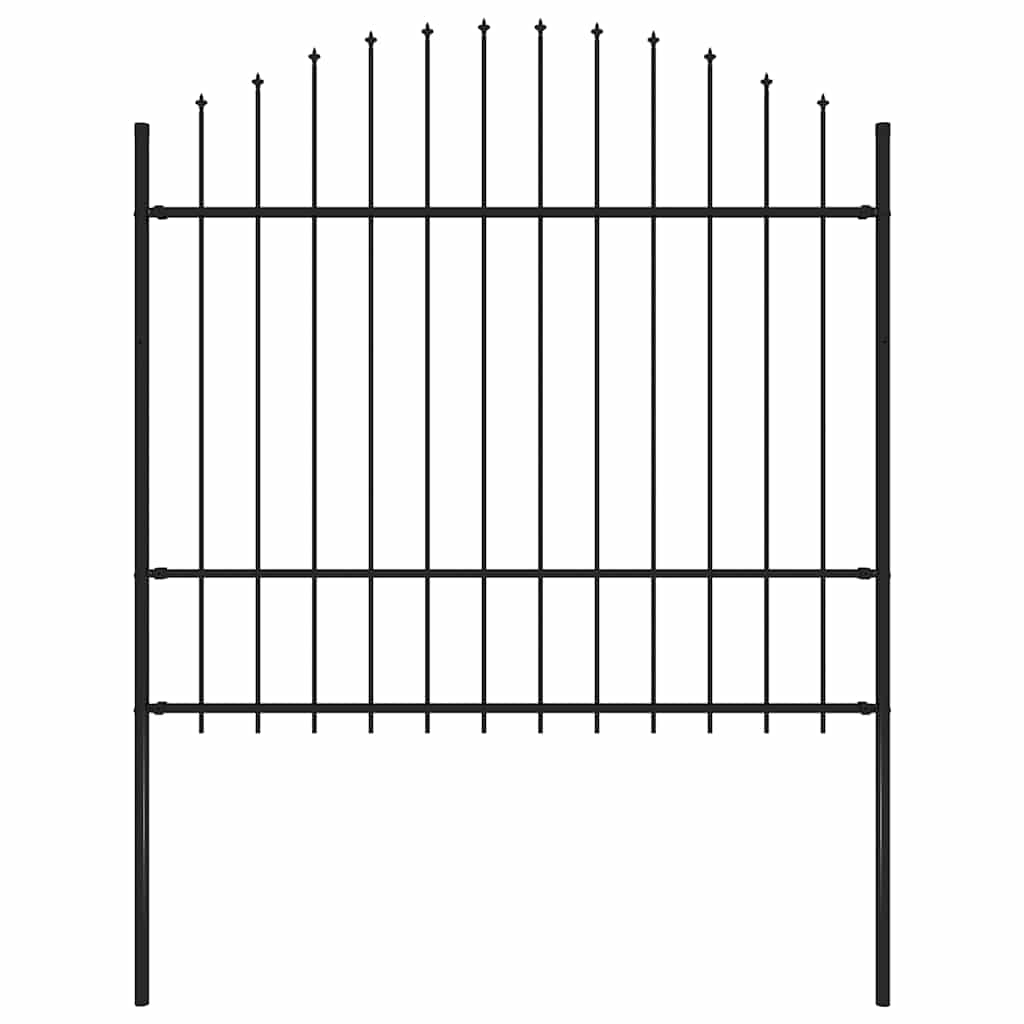 Vidaxl Garden Fence con Spears Top (1,5-1,75) x1,7 m in acciaio nero