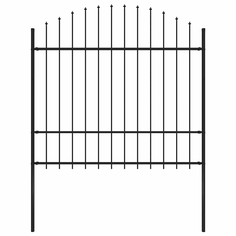 Vidaxl Garden Fence con Spears Top (1,5-1,75) x1,7 m in acciaio nero