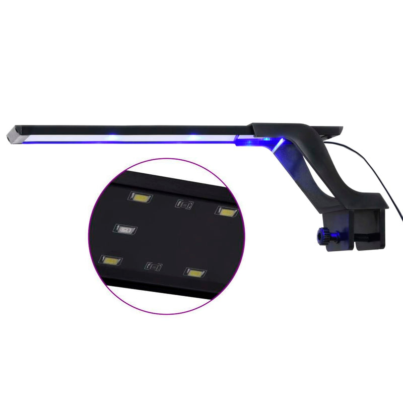 Lampada per acquarium Vidaxl con LED a base di morsetto 35-55 cm blu e bianco