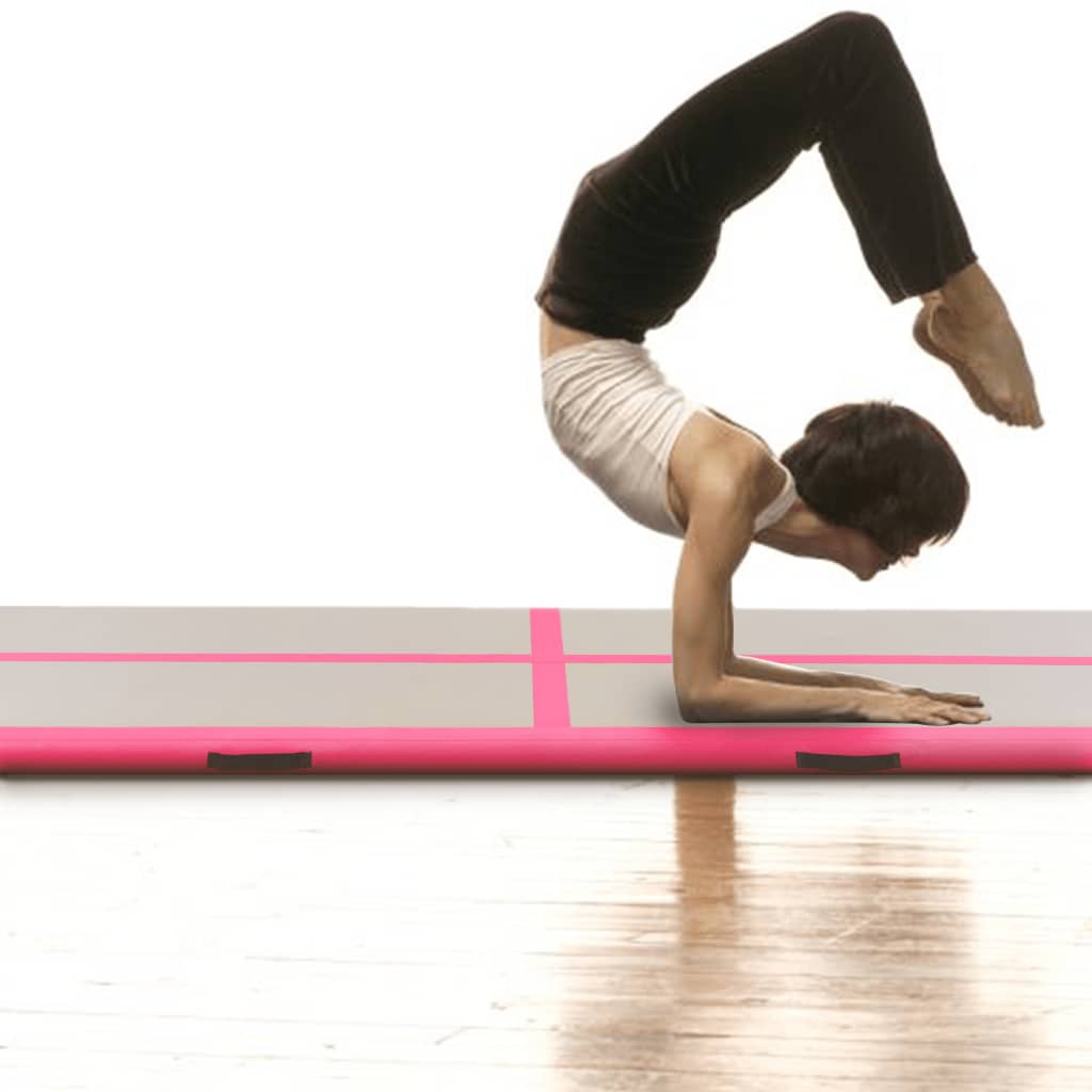 Vidaxl ginnastics tappetino con pompa gonfiabile 400x100x10 cm Pink