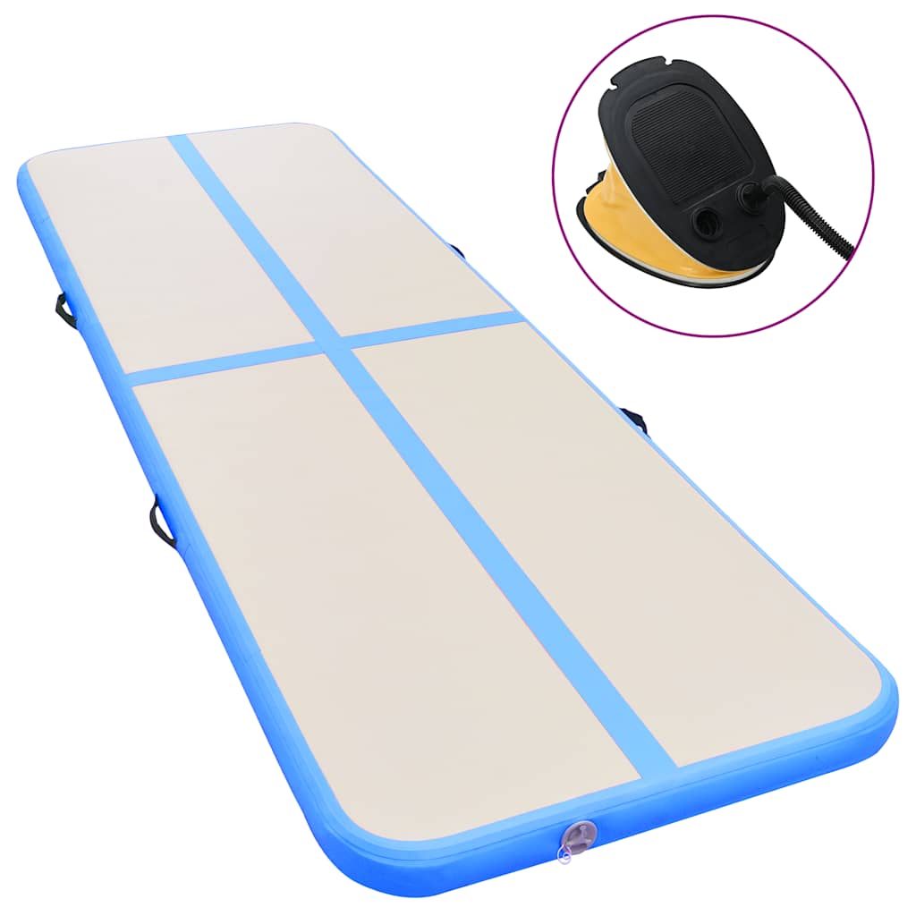 Vidaxl ginnastics tappetino con pompa gonfiabile 400x100x10 cm blu blu