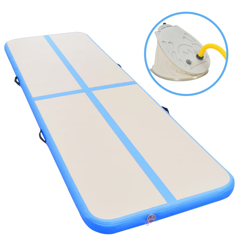 Vidaxl ginnastics tappetino con pompa gonfiabile 800x100x10 cm blu blu