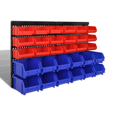 Vidaxl Rack de almacenamiento de 30 piezas para la pared azul y rojo