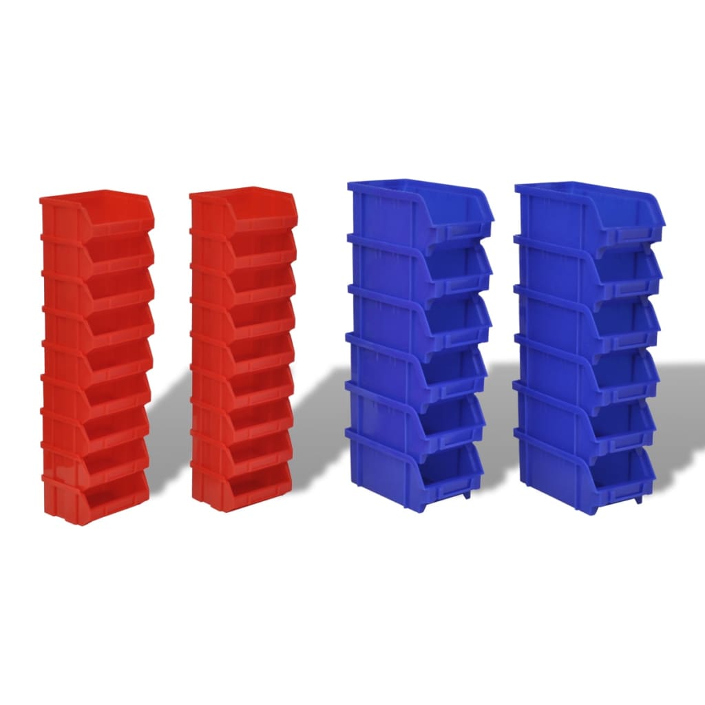 Vidaxl Rack de almacenamiento de 30 piezas para la pared azul y rojo