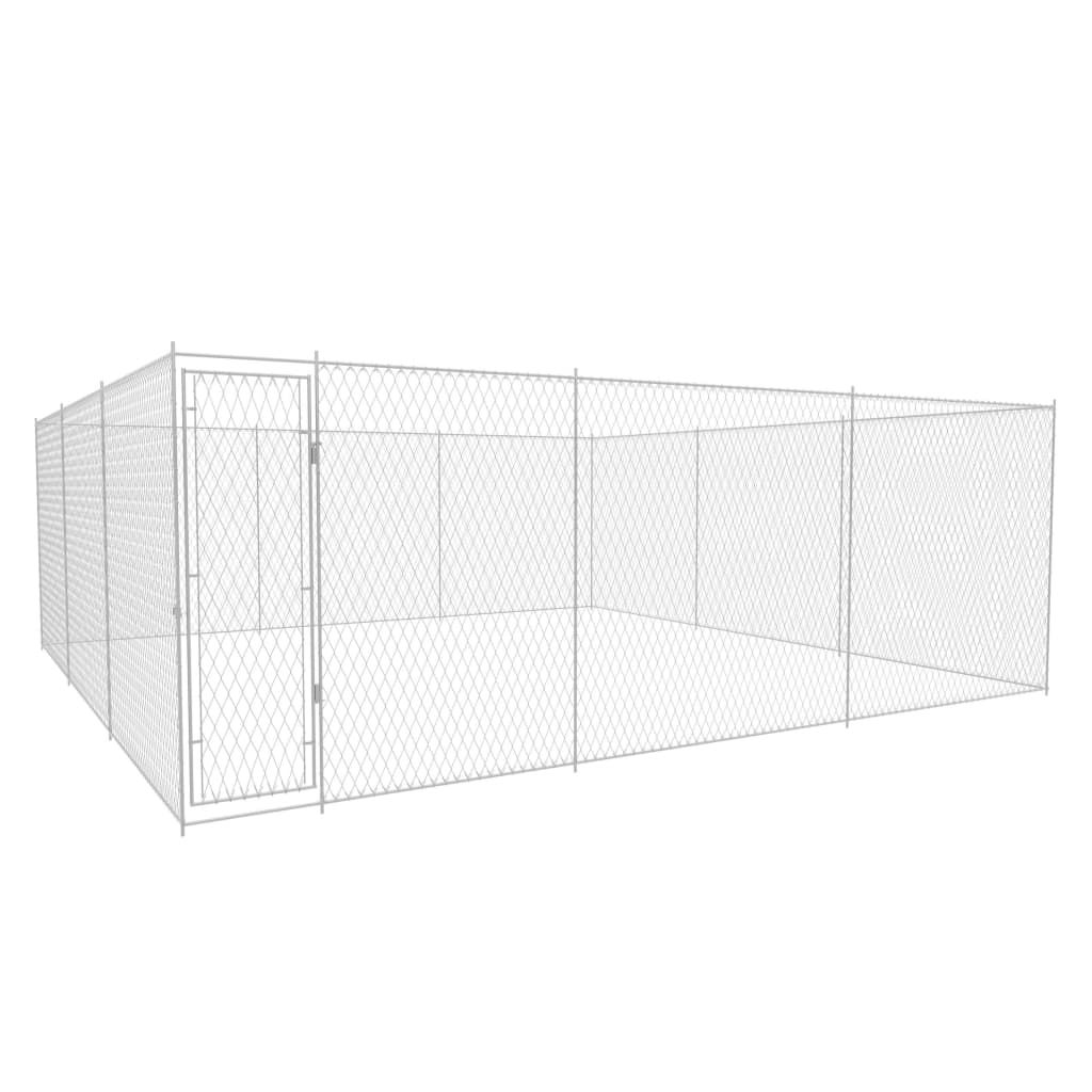 Perrera de perros Vidaxl para afuera 570x570x185 cm de acero galvanizado