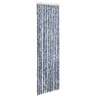 Cortina de mosca Vidaxl 56x185 cm de chenille azul, blanco y plata