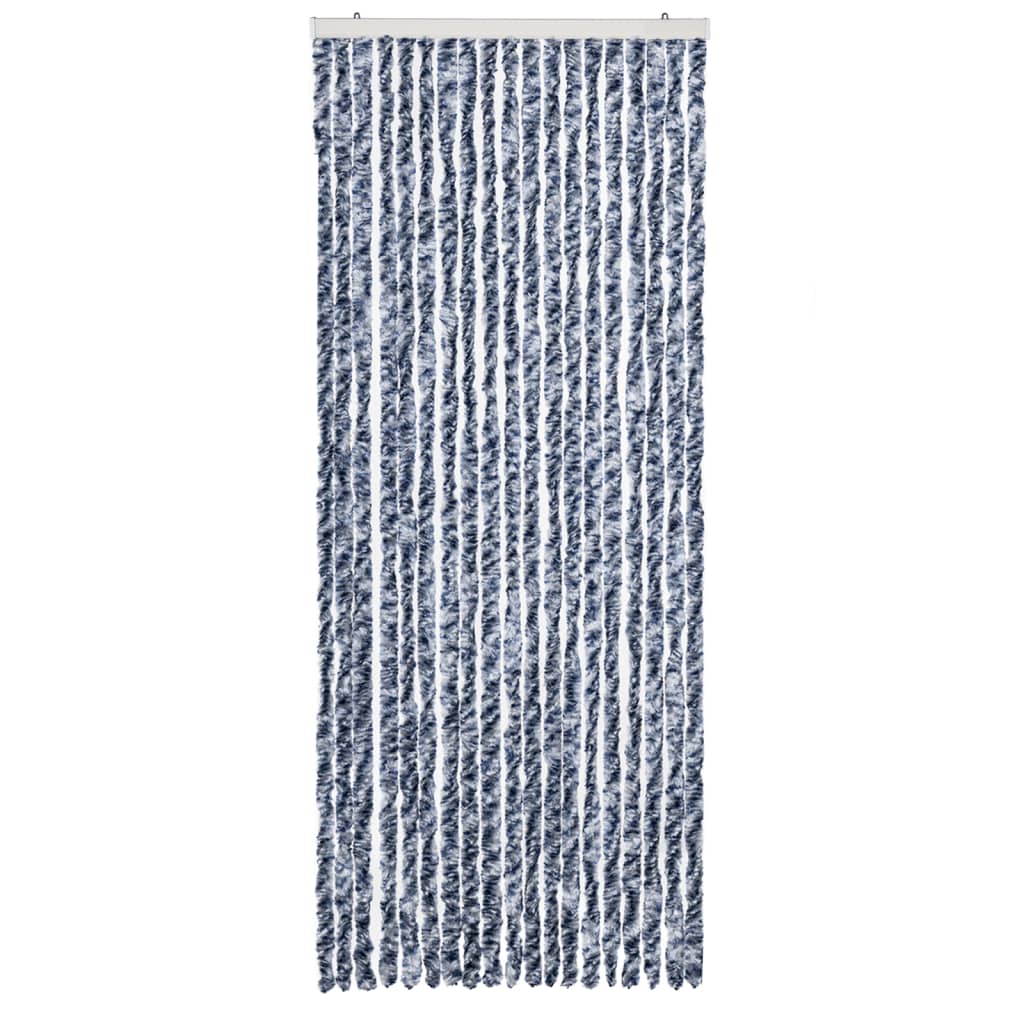 VidaXL Vliegengordijn 56x185 cm chenille blauw, wit en zilver