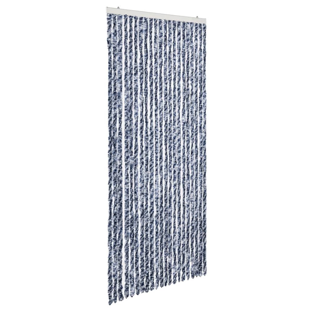 VidaXL Vliegengordijn 90x220 cm chenille blauw, wit en zilver