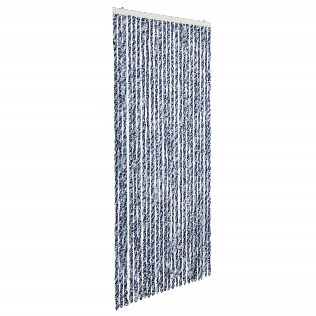 VidaXL Vliegengordijn 100x220 cm chenille blauw, wit en zilver