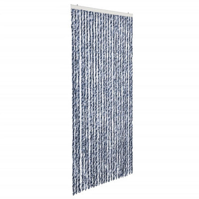 Cortina de mosca Vidaxl 100x220 cm Chenille azul, blanco y plata