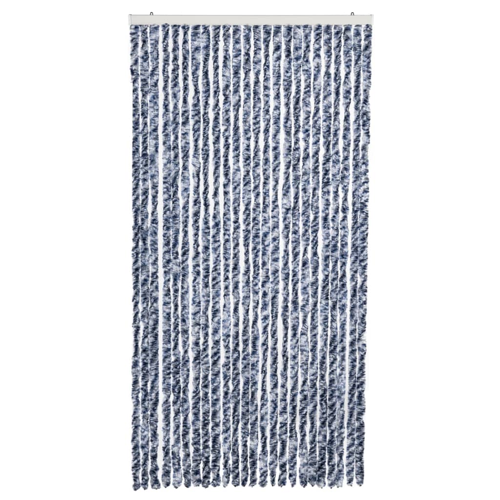 VidaXL Vliegengordijn 100x220 cm chenille blauw, wit en zilver