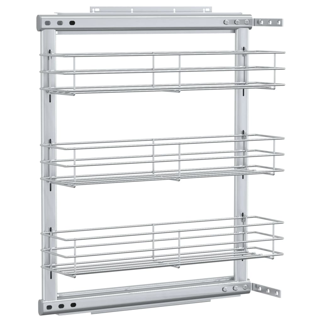 Cesta de alambre Vidaxl extensible 3 capas 47x15.5x55.5 cm de color plateado