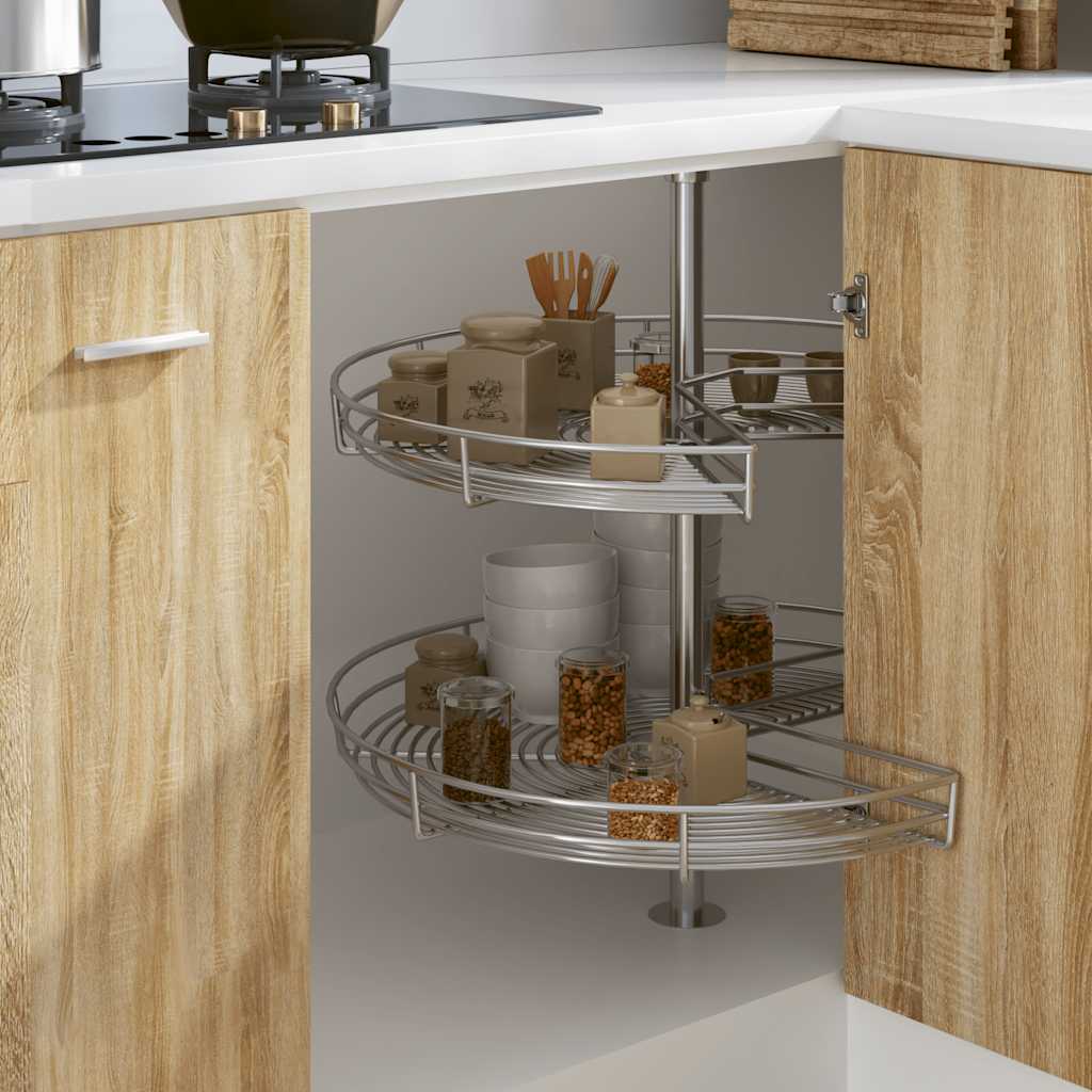 Cesta de alambre de Vidaxl Cocina de 2 capas 270 grados 71x71x80 cm de color plateado