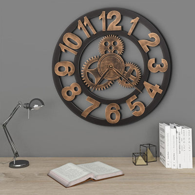 Reloj de pared Vidaxl 58 cm de metal dorado y negro