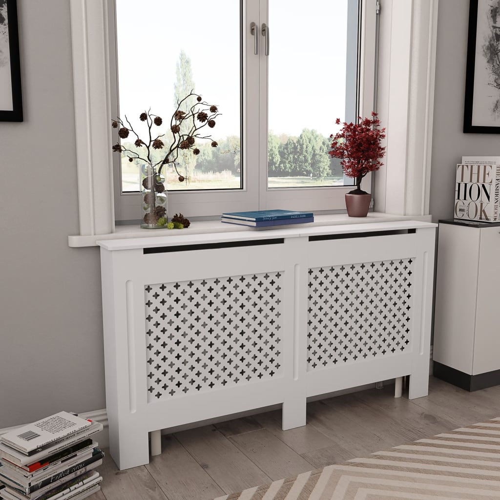 Vidaxl Radiatorom Construction 152x19x81.5 cm MDF bianco