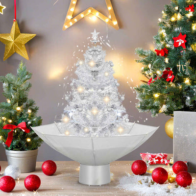 Vidaxl Nevando el árbol de Navidad con paraguas de 75 cm blanco