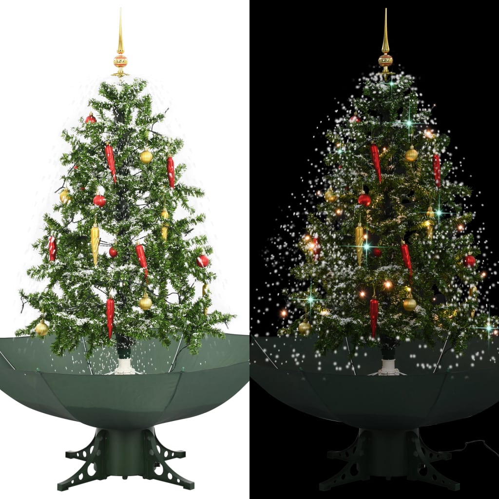 Vidaxl Nevando el árbol de Navidad con paraguas de 140 cm verde